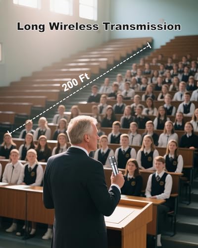LUVUMVLT Wireless Microphone, Dual Handheld Dynamic Mic with Rechargeable Receiver, 40H Duration, 200ft Range, Plug and Play, Karaoke Microphone for Singing, Karaoke, Meeting, Church, Wedding