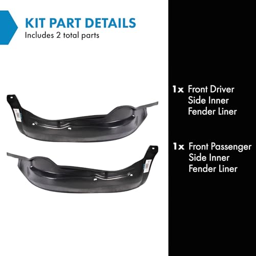 Image of TRQ Front Inner Fender Liner Set Compatible with 2000-2005 Cadillac DeVille GM1248166 GM1249166