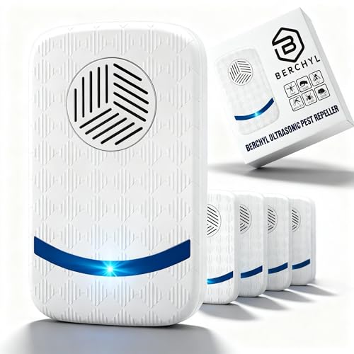 Ultrasonic Pest Repeller 4 Pack, Wave Barrier Tech, Humane Indoor Pest Control for Mouse, Rat, Mice, Spider, Mosquitos, Cockroaches, Plug & Play, Wide Coverage, Harmless to Pets & Humans