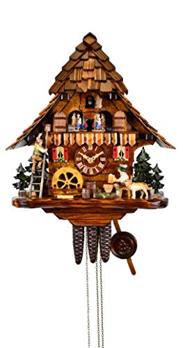 August Schwer Reloj cucú Casa de la Selva Negra con Bebedor de Cerveza y Rueda de Molino Que se mueven Cover