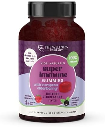 Kids Naturals Elderberry Gummies – Immune Support with Vitamin C & Zinc | 120ct (2 Month Supply)