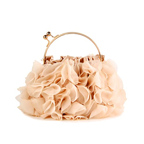 Jywmsc Bolsos de Embrague Florales para Mujer, Bolso de Noche de Flores de Satén, Bolsos de Fiesta de Graduación