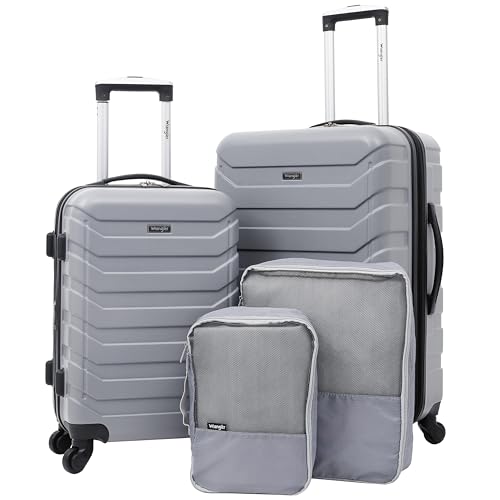 Wrangler 4 Piece Miami Luggage and Packing Cubes Set, Sharkskin