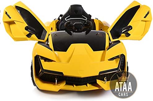 ATAA F1 Racing - Amarillo - Espectacular Coche eléctrico para niños Super Deportivo Aventador Grandes Dimensiones con Mando Remoto batería 12v