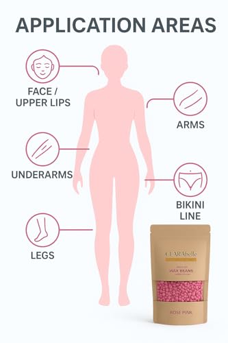 Image of CLARAbelle Professional Rose Pink Hard Wax Beans for Women | Stripless & Painless Hair Removal | Upper Lips, Face, Arms, Legs, Bikini & Full Body | Coarse Hair | Smooth Skin (800g)