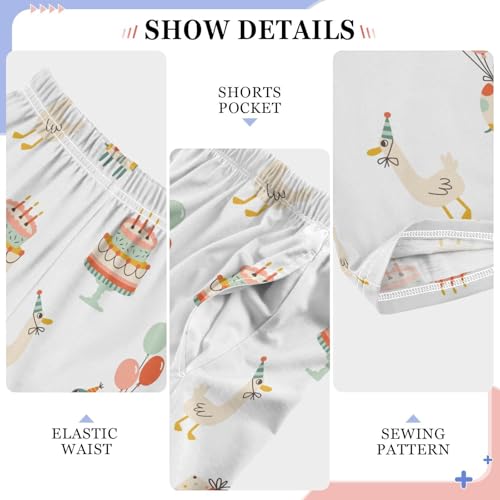 Birthday Duck Turtle Boys Long Pants Soft Trousers Elastic Waist Kids Lounge Bottoms with Pockets S-XL4