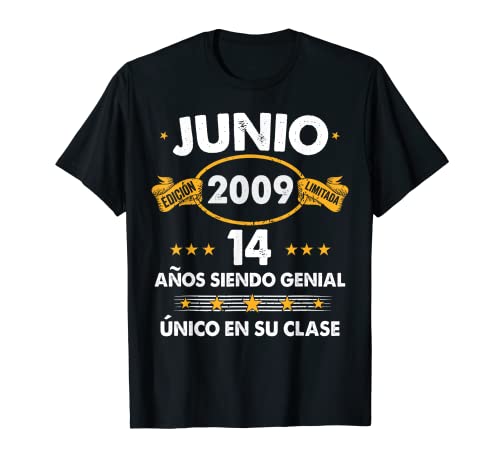 14 Años Cumpleaños Regalo Niño Junio 2009 Junio 14 Años Camiseta