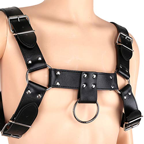 Bonarty Cinto masculino de couro sintético ajustável, punk Cospaly Clubwear