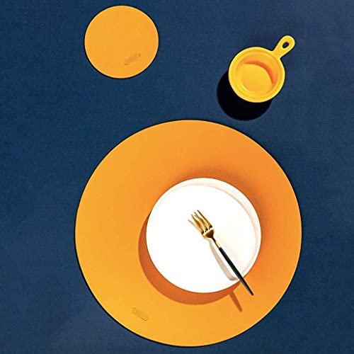 Sets de table imperméables en cuir lavable protégeant de la chaleur gris