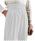 Men's Classic Fit Corduroy Dress Pants High Waist Pleated Gurkha Suit Pant (White, 36W x 32L)