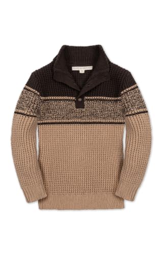 Image of Hope & Henry Boys' Mock Neck Cable Sweater with Button Placket