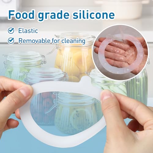 BOUMVID 2 Stück Dichtringe für Einweckgläser, Einmachgummiringe Auslaufsicher Gummiringe, Weiß Gläser Silikon Glasdichtungen Ersatz Einkochringe, für Deckel Einmachgläser Weckgläser