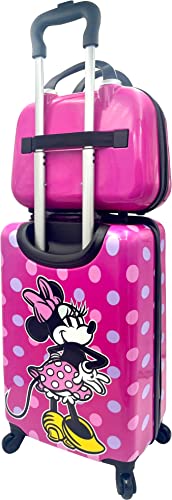 Fast Forward Kid’s Licensed Hard-Side 20” Spinner Luggage Carry-On Suitcase And Beauty Case Set (Minnie Mouse) #TOP3