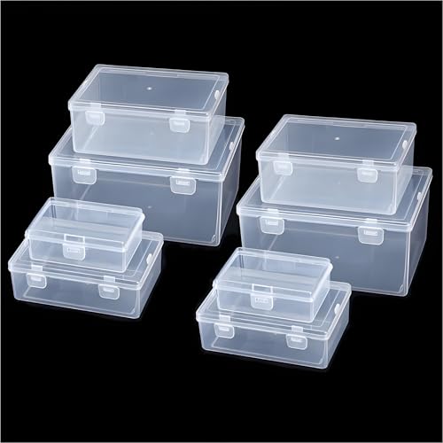 Image of Nail art toolbox Bead Organizers-8 Pcs Jewelry Organizers and Storage Plastic Storage Cases Mini Clear Bead Containers Transparent Boxes with Hinged Lid and Rectangle Clear Craft Supply Case
