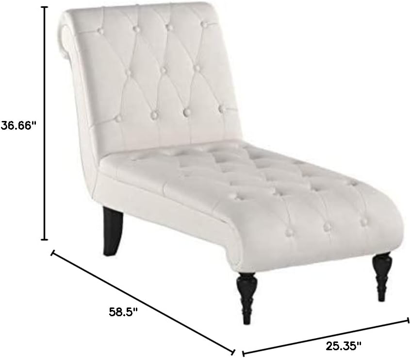 Baxton Studio Layla Mid-century Modern Light Beige Fabric Upholstered Button-tufted Chaise Lounge, cream : Home & Kitchen