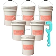 5-Gallon Food-Grade Buckets with Lids 6-Pack, White BPA-Free, Commercial-Grade Plastic, Includes Free Bucket Opener Tool