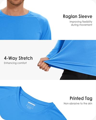 Image of Boladeci Men's UPF 50+ Sun Protection UV SPF Shirts Long Sleeve Lightweight Quick Dry Swim T-Shirts Rash Guard