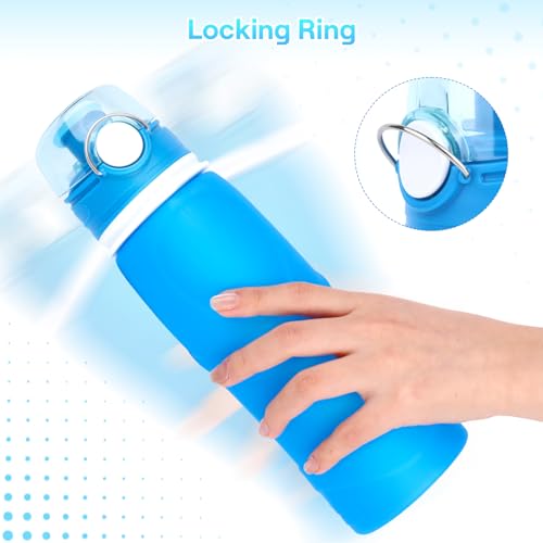 750ML Kollabierbare Silikon,Faltbare Trinkflasche Sport,Flask Bottle Trinkflasche Fahrrad,BPA-Frei,Sport&Outdoor Wasserbehälter Auslaufsicher,Langlebig,Geschmacksneutral zum Wandern,Joggen,Camping