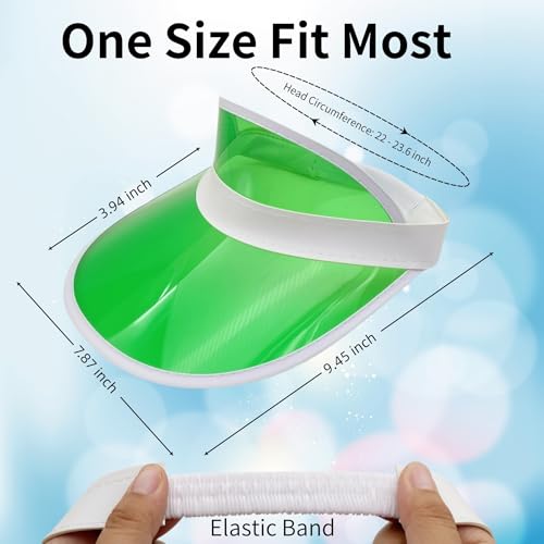 Image of 12 Pack Unisex Sun Visors Plastic Transparent Candy Color Poker Hat for Sports Outdoor Summer Beach Activities