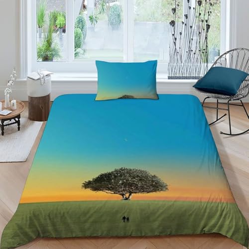Linge de lit imprimé 3D plantes vertes en microfibre souple - 3