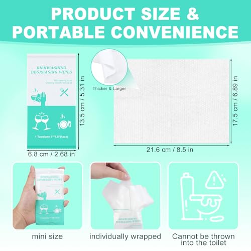 Image of twoworld 30 Disposable Dish Cleaning Wipes Individually Wrapped | Portable Dish Wipes for Washing Dishes No Water for Camping Travel Kitchen Outdoor