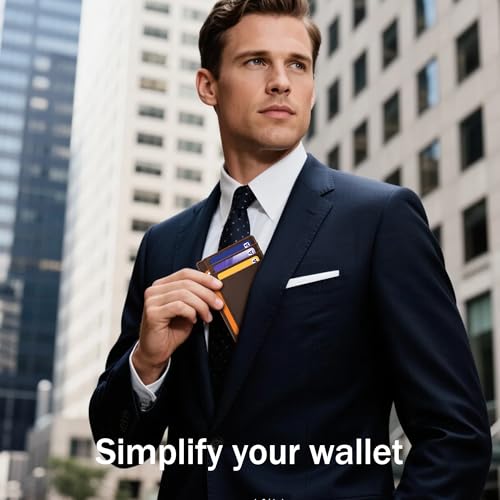 Travelambo 100% Genuine Leather Wallet for Men and Women, Slim Minimalist RFID Blocking Front Pocket Credit Card Holder with Gift Box3