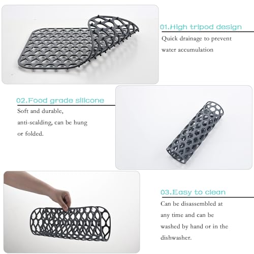 Silikon Spülbeckenmatte, Abtropfmatte Geschirr 34x30cm, iAnomla Sink Mat Spülmatte für Spülbecken, Rutschfeste Einlage Matte für Spülbecken, Matte Spülbeckenschutz Waschbecken Spülmatte Abtropfmatte