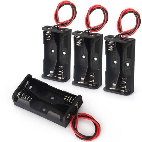VWEICYY 4PACK 2 AA Battery Holder housing with Leads 4PCS 2 x 1.5V AA Battery Holder Case Battery Holder Without Cover