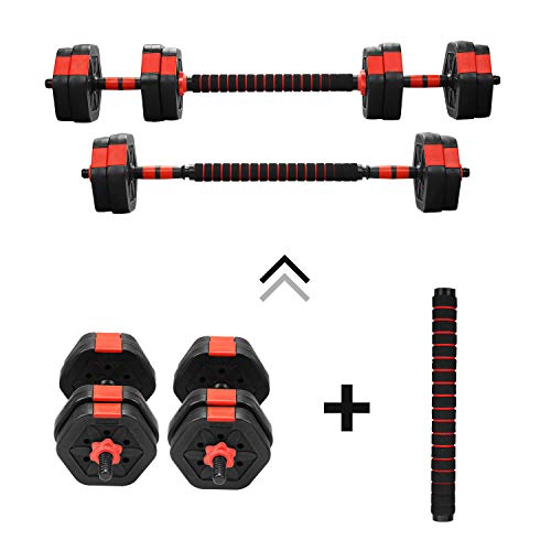 ZENOVA Dumbbells, Adjustable Weight Sets 33 Lbs, Gym Workout Exercise Weight Set with Connecting Rod,Lifting Dumbbells Used As Barbell for Man Woman Gym Workouts (33)