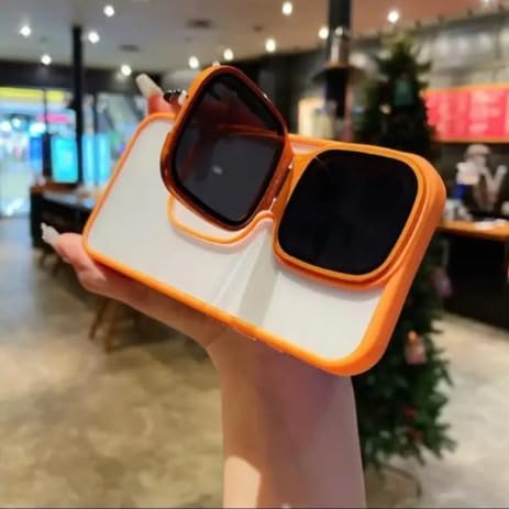 Image of Back Cover Case for iPhone 14 Shockproof Protective Eclipse Metal Stand Sunglasses Case(Orange)