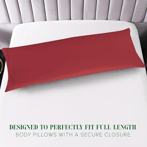 Image of Elegant Comfort Luxury Ultra-Soft 1-Piece Body Pillowcase - 1500 Premium Hotel Quality Microfiber Double Brushed - Wrinkle Resistant, Body Pillowcase Size, Burgundy