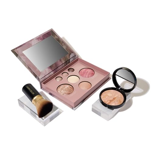 LAURA GELLER NEW YORK Baked Starter Kit: Medium - Best of the Best Full Face Palette + Baked Balance-n-Brighten Powder Foundation + Retractable Angled Kabuki Brush Set