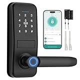 Keyless Entry Door Lock for Front Door -7-in-1 Smart Keypad Door Lock with Handle, WiFi & APP Remote Access, Supports IC Card/Fingerprint/Password/NFC/Key Unlock