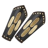 HZMAN PU Leather Bracers for Men Medieval Arm Guards Kinght Cosplay Accessories Black