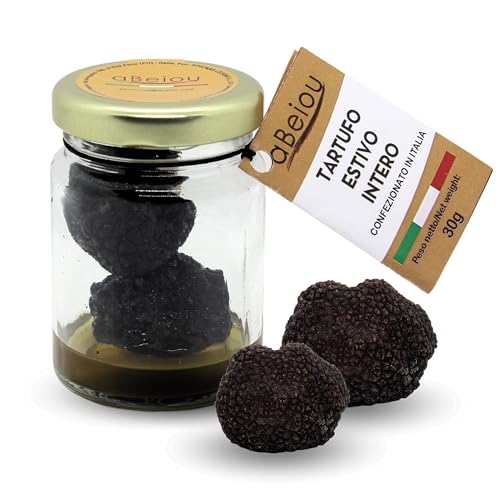 aBeiou Trufas Negras Enteras 30g producto extra gourmet 100% italiano Tuber Aestivum conservado en salmuera para alta cocina vegano vegetariano sin gluten trufa real premium delicatessen