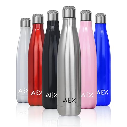 AEX Stainless Steel Water Bottle, Silver Glossy, 1000 ml