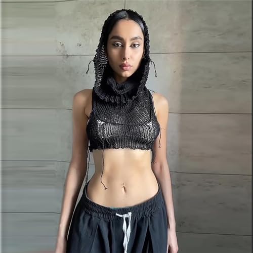 Women Sleeveless Cropped Crop Top Hoodies Sweater Knit Punk Hip Hop Dance Sexy Rave Cloth2