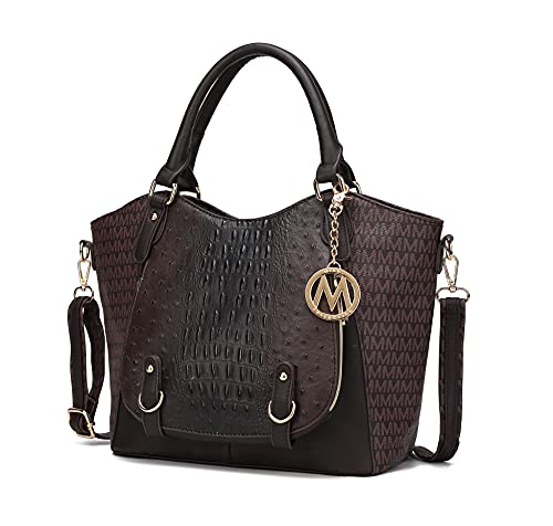 Mia K Collection Shoulder Bag for Women, PU Leather Pocketbook Top-Handle Crossbody Purse Tote Satchel Handbag Brown by MKF Collection - Used condition - US$16.58