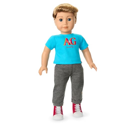 Image of Bundle of American Girl, Truly Me 18-inch Doll #104 with Dark-Blue Eyes, Straight Caramel Hair, Light Skin, for Ages 6+ + Truly Me 18-inch Doll Outfit, Pink & Preppy Outfit, for Ages 6+