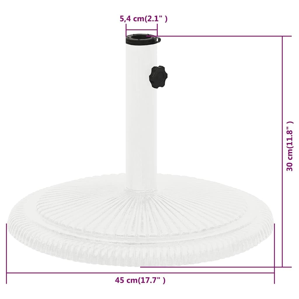 Stojak na parasol przeciwsłoneczny, biały, żeliwo, 45 x 45 x 30 cm, z adapterem do drążków parasoli 35-48 mm, na balkon, taras, do ogrodu, stabilna podstawa parasola z dekoracyjnym kwiatowym