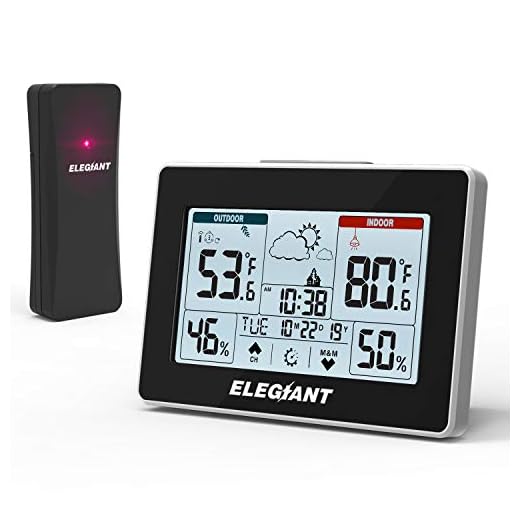 ELEGIANT Wireless Weather Station, Indoor Outdoor Thermometer Hygrometer with Sensor, LCD Touch Screen, Digital Temperature Humidity Monitor, Weather Forecast, Time & Date(7 Language), 3 Channels