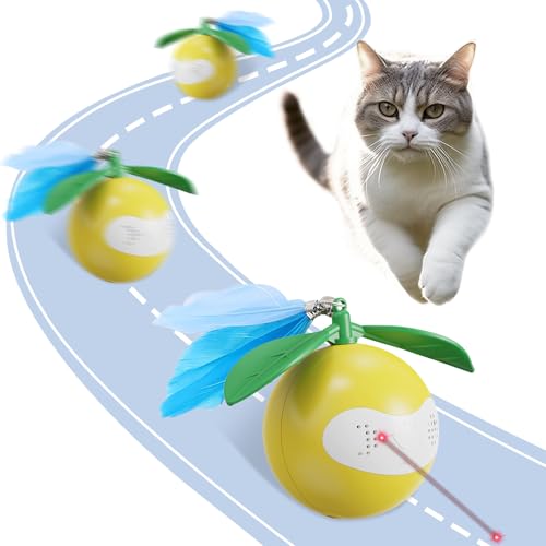 Interactive Cat Toy for Indoor Cats, Automatic Moving Ball Toy Suitable for Indoor Adult Cats and Kittens Suitable for All Cat Breeds Fast Rolling Motion Sensor Light-up Effect