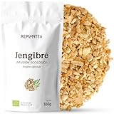 INFUSIÓN DE JENGIBRE ECOLÓGICA 100g (50 Tazas) | 100% Raiz de Jengibre Bio a Granel | Té de Jengibre Ecológico Zingiber officinale REPLANTEA