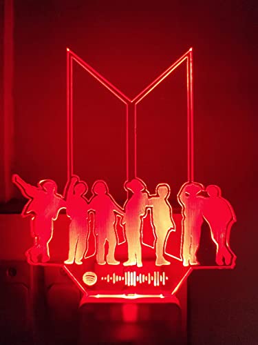 Image of 3D Optical Illusion BTSs1 Acrylic Night Lamp, 7 Colors RGB Auto Color Changing Led Plug and Play Night Light Lamp (Acrylic, Multi Color, Pack of 1) (BTSs1)