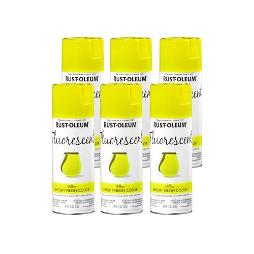 Image of Rust-Oleum 342571 Specialty Fluorescent Spray Paint, 11 oz, Yellow, 6 Pack
