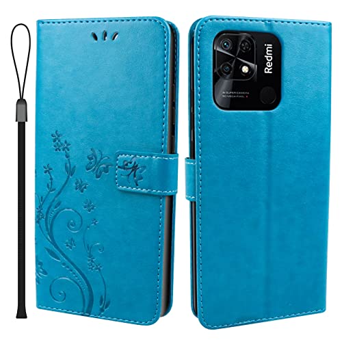 Nupcknn Funda para Xiaomi Redmi 10C / Poco C40, Libro Caso Piel PU Soporte Plegable Ranuras Cartera con Tapa Tarjetas Magnético Cuero Flip Carcasas - Azul Cover