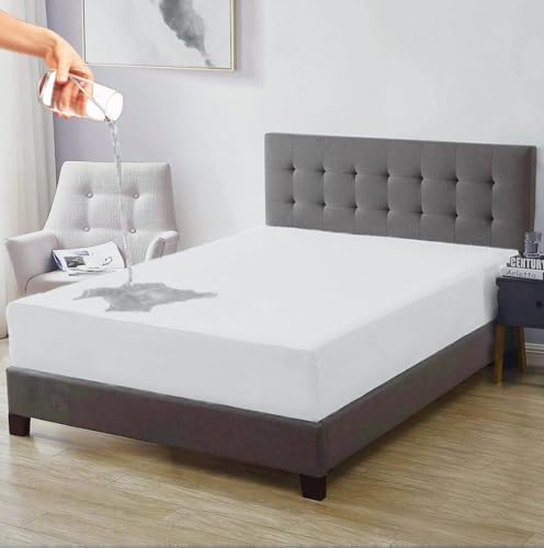 Image of BABYLEE 100% Waterproof Premium Cotton Feel Mattress Protector Queen Bed 72x60 Inch|Ultra Soft Breathable & Hypoallergenic Fitted Bed Protector Terry Cover(6x5 feet, Fits Upto 10 Inches, White)