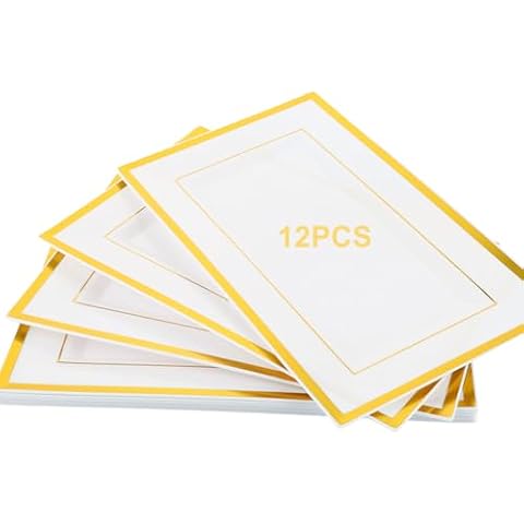 AHAQU 12PCS Large White & Gold Serving Platters Cover