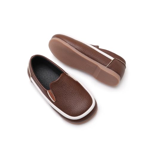 Image of SOFMUO Toddler Boys Girls Loafers Slip On Little Kids Oxford Dress Flats Casual Boat Shoes School Uniform Moccasin Daily Walking Shoes