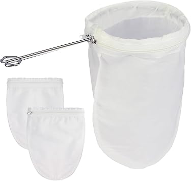 Reusable Cloth Strainer Bags3 Pcs, Fine Mesh Strainer with Stainless Steel Handle for Juicer for Kitchen Equipment